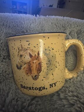 Saratoga NY Horse Accent Ceramic Mug - Yellow Speckled